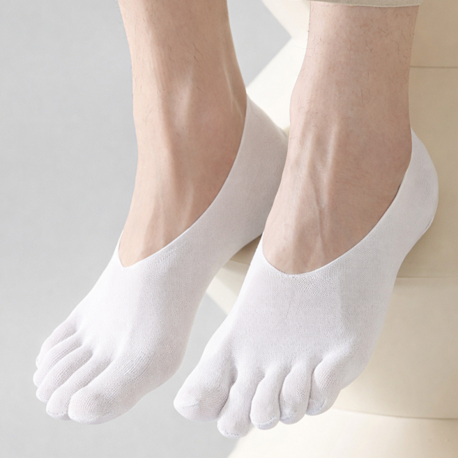 일상채움 남성용 여름용 심리스 발가락 페이크 양말 5켤레
