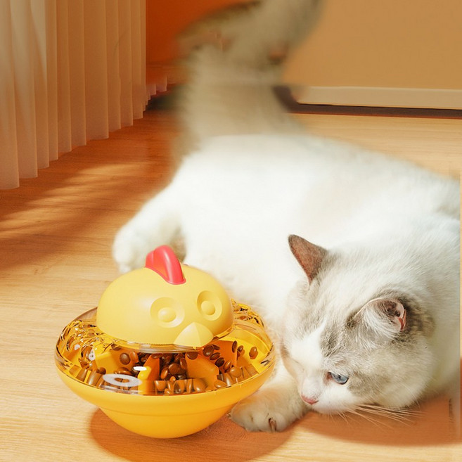 YANGTA 고양이와 강아지의 지능을 높인 클레이 오뚜기 간식 발사기, 1개, 옐로우