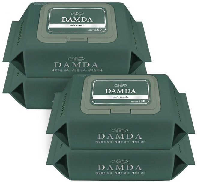 담다 물티슈 / 두툼한 고급 물티슈, 45g, 100매입, 4개