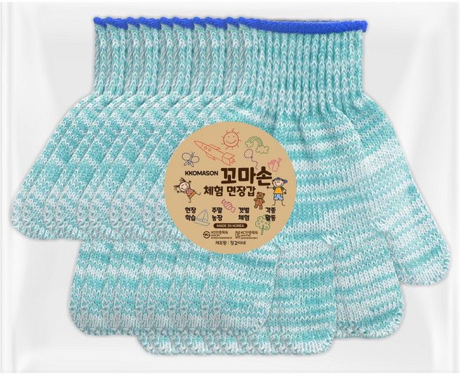 장갑이네 국내생산 꼬마손 어린이 면장갑 키즈 작업장갑 체험학습 텃밭 가드닝 갯벌 체험 장갑 초록, 그린(초록 M(저학년용) 5켤레(묶음), 1개