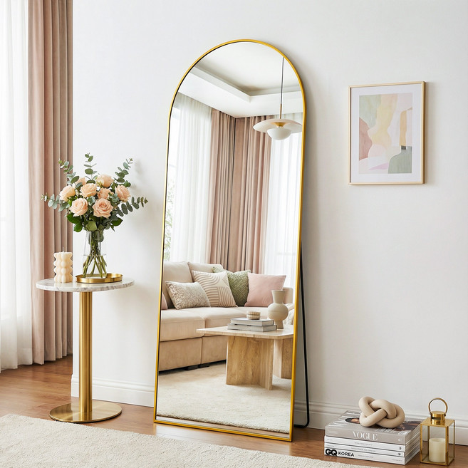안토크 스탠드 전신거울 3in1 아치형 벽걸이거울 1450*450mm, 골드