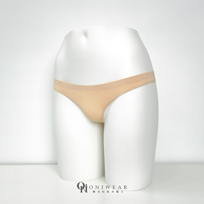OniWear 女士無痕丁字褲 冰絲純棉底襠 運動瑜珈隱形內褲, 膚色,XL【建議60-70公斤】