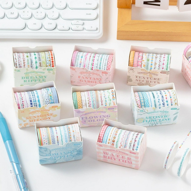 올리브파티 빈티지 감성 다꾸 마테 마스킹테이프 5mm 10개 세트, 4세트, 가든+라인+리듬+로맨틱