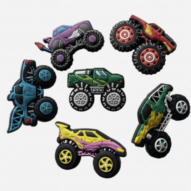 BAEny배니 자동차 덕후 오프로드 트럭 스타일 몬스터트럭 신발 장식 파츠 6종