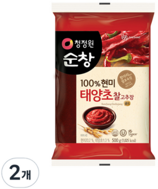 청정원순창 태양초 현미 찰고추장, 500g, 20개