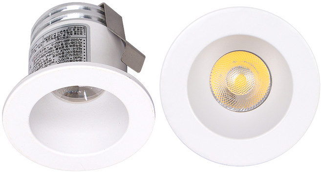 더쎈 LED COB 일체형 매입등 3W 35mm 40mm 가구 장식장 진열장 펜트리 매립등 거실 주방 매장 다운라이트 카페조명 사무실등 초소형 매입조명 신발장 드레스룸 포인트등, 전구색, 1개