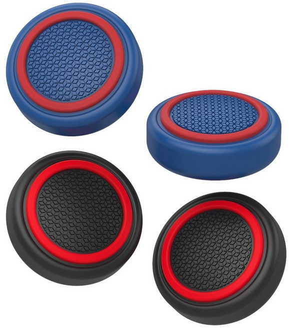 이이네 PS5 듀얼센스 컨트롤러 조이스틱 커버 4p 세트 스틱캡, 2세트, 블루+블랙