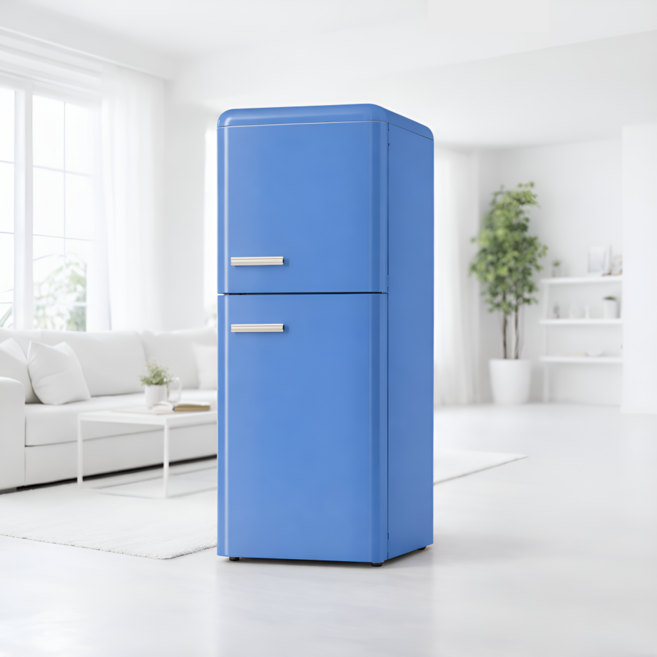레인보우 레트로 냉장고 2도어 컬러 감성 인테리어 디자인, 72L, 오렌지