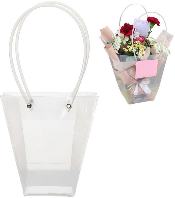 20 Packs Clear Flower Bouquet Bags with Handles Transparent Floral Bags Packaging Plastic Flower
