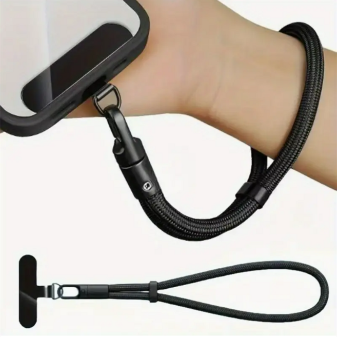 낙하 도난방지 원터치 핸드폰 손목 스트랩 여행 휴대폰 분실방지 줄, 1개, 블랙