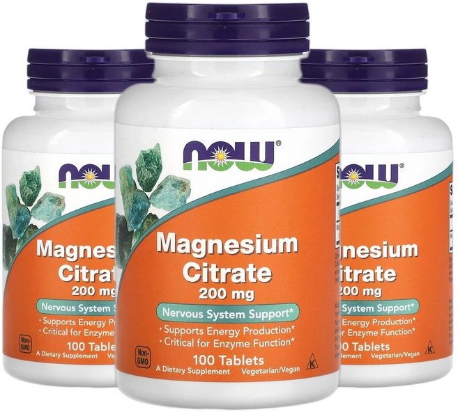 나우푸드 마그네슘 시트레이트 Magnesium 200mg 100정 2+1, 3개 - 쿠팡