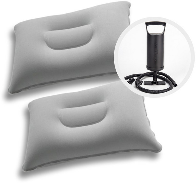 2+1 어비스카이 캠핑용 휴대용 방수 에어베개 에어펌프 세트, 2개, 그레이