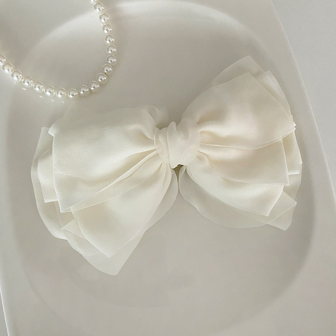 쉬폰리본핀 풍성한 로맨틱 볼레르 왕리본핀 여리여리 리본 디어망고 국내제작