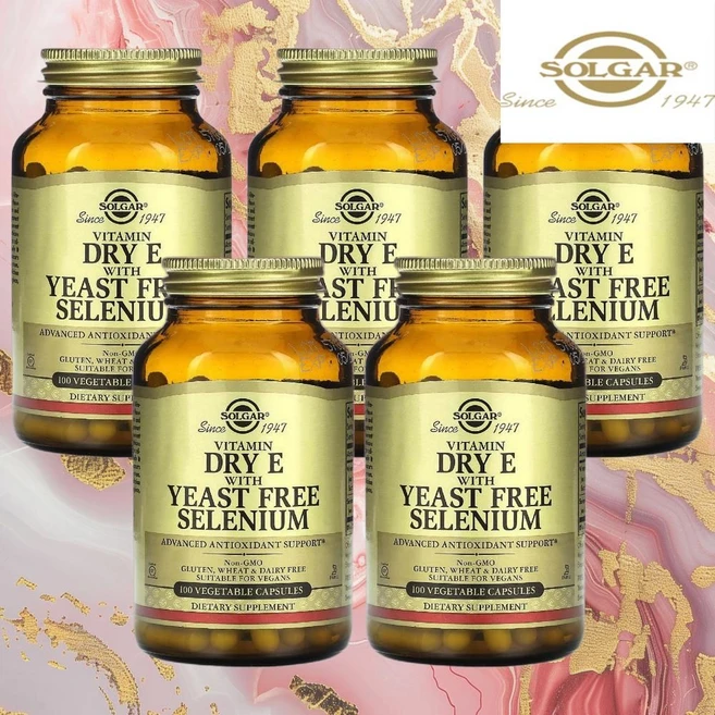솔가 이스트 프리 셀레늄 함유 비타민 드라이 E 100 베지캡슐, 5개, 100정 - 쿠팡