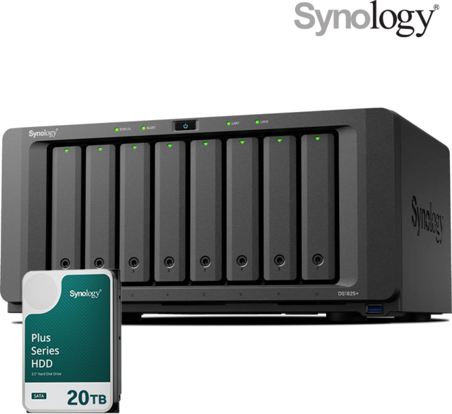 [ 시놀로지 공식총판 ] 시놀로지 나스 DS1825+8베이 [20TB] 20TBx1 HAT3320 NAS HDD 합본