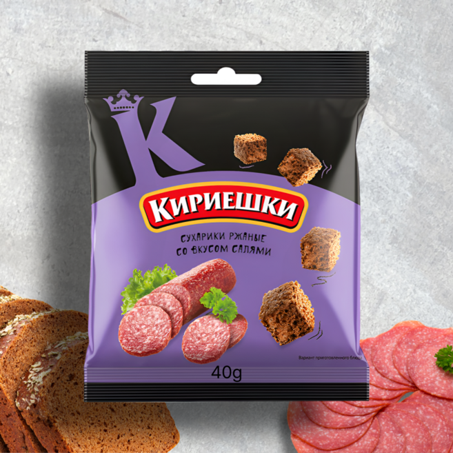 키리에스키 구운 호밀빵 살라미맛 크루통 유럽 러시아 간식 맥주 안, 1개, 40g
