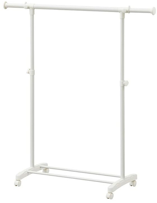 상하 좌우로 조절 가능 아이리스오야마 조립 5분 파이프 행거 18벌 수납 바퀴 부착 가방 행거 PI-E180S 화이트