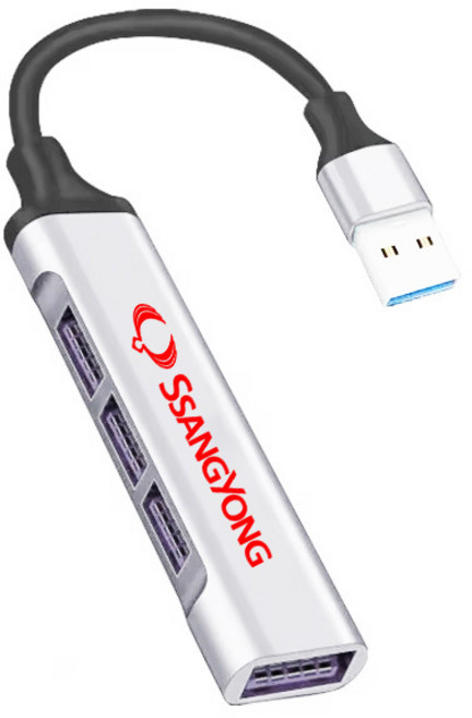 c타입 허브자동차 4 포트 USB 허브 쌍용 Kyron Stavic Rexton Sports Tivoli Musso 고속 유형 C 멀티 분배, 03 White-USB-SSANGYONG, 1개