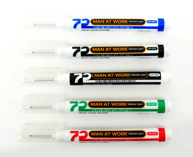 MANATWORK 맨앳워크 엔지니어 마커펜 72시간 굳지 않는 마크펜 슬림 마카펜 유리 플라스틱, 1개, 블랙