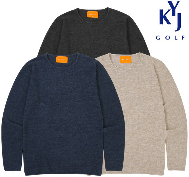 김영주골프 남성용 KYJ 라운드넥 긴팔 니트 셔츠 K341KT201