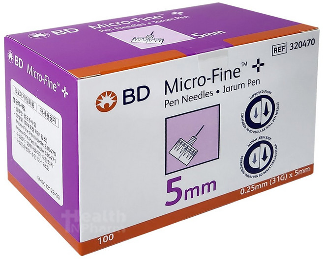 BD 마이크로 파인 펜니들 100입 31G 5mm 100개 멸균주사침 주사바늘 의료기기, 1개