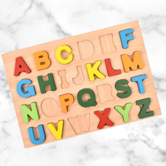 리군 목제 입체 퍼즐 영어 알파벳 대문자 26피스 가베 블럭 교구, 1개, 상세페이지 참조
