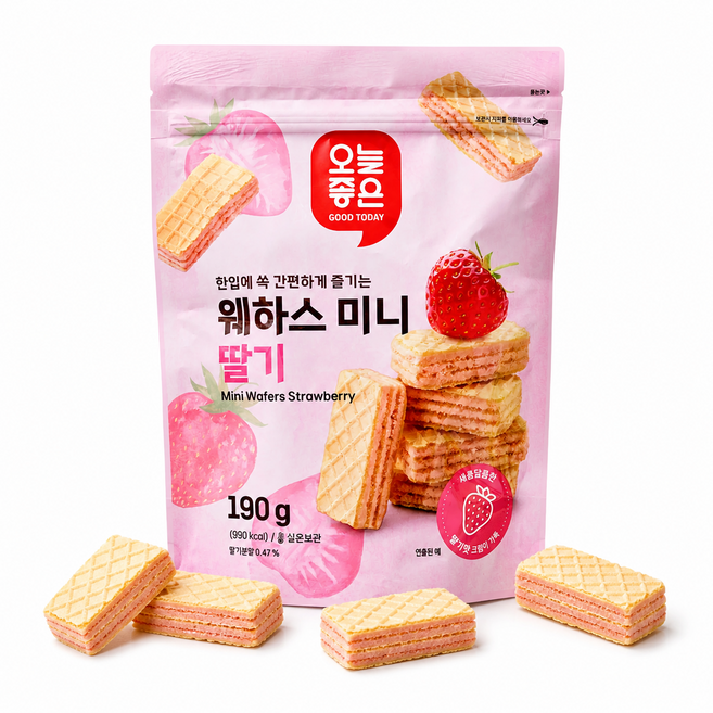 오늘좋은 웨하스 미니 딸기 (190G), 5개, 190g