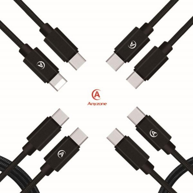 (Anyzone) Type-C to Type-C 60W 초고속 충전케이블 Any-12M-CTC (블랙/1.2m), 1개
