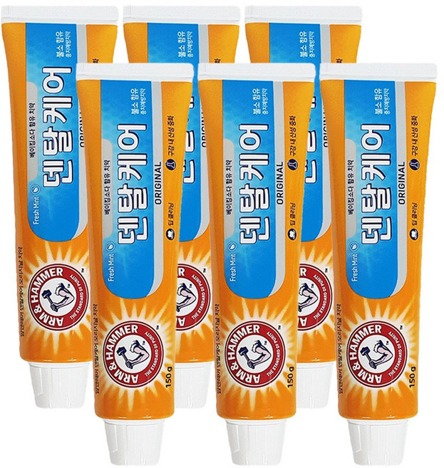 유한양행 [국내생산] 암앤해머 덴탈케어 오리지날 치약 150g, 6개