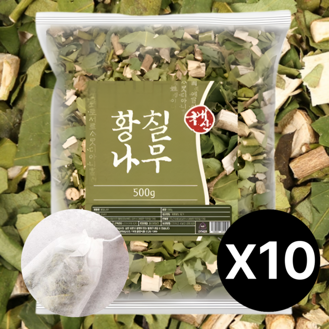 100% 국내산 자연산 황칠나무 가지 잎 차 깨끗하게 말린 건재, 500g, 10개