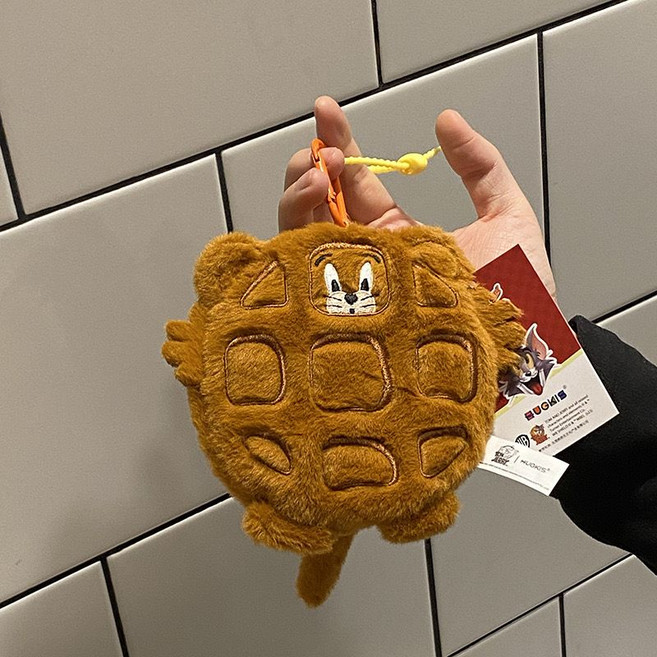 貓和老鼠 華夫餅造型毛絨掛包, 1個, 杰利鼠13cm*掛包有拉鏈