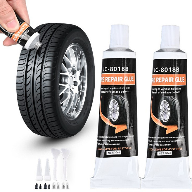 슈퍼인 초강력 타이어 수리 접착제 자동차 오토바이 자전거 다용도 고무 본드 패치, 블랙, 2개