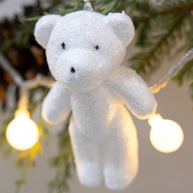 크리스마스 곰장식, 1개, 화이트