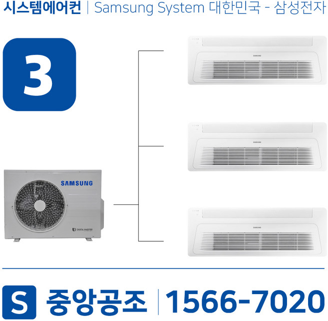 아파트시스템에어컨 3대 삼성무풍 44평 설치용 실외기 3마력