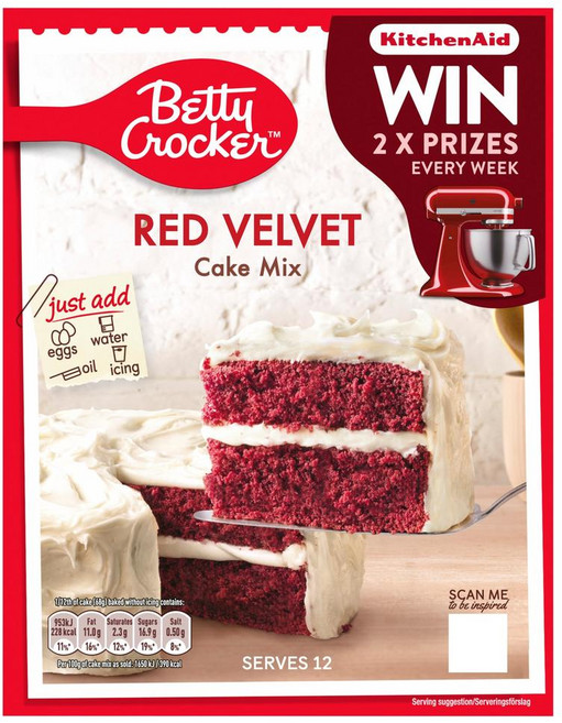 베티 크로커 레드 벨벳 케이크 믹스 Betty Crocker Cake Mix Red Velvet 425g, 1개