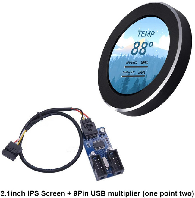 인치 IPS 보조 화면 480x480 USB 수냉식 라운드 LCD CPU GPU RAM HDD 모니터링 AIDA64 MINI PC 게이머 디스플레이, Kit 2 B