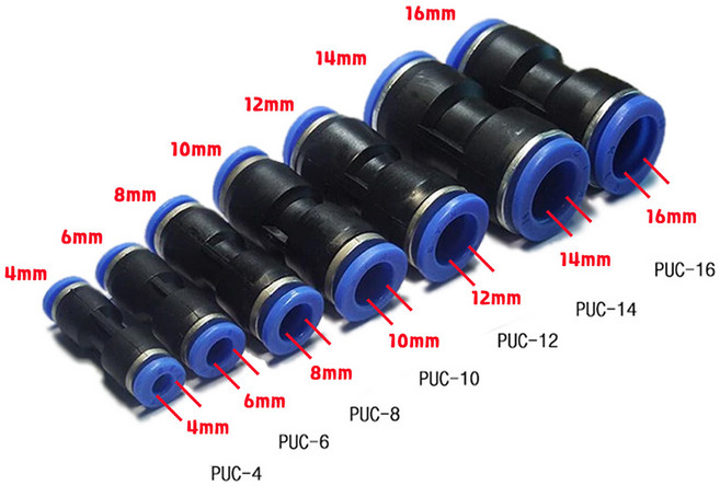별도표기 유공압 원터치 피팅 PU 피팅 4mm~16mm 호스 커넥터 16미리까지, PUC_4, 1개