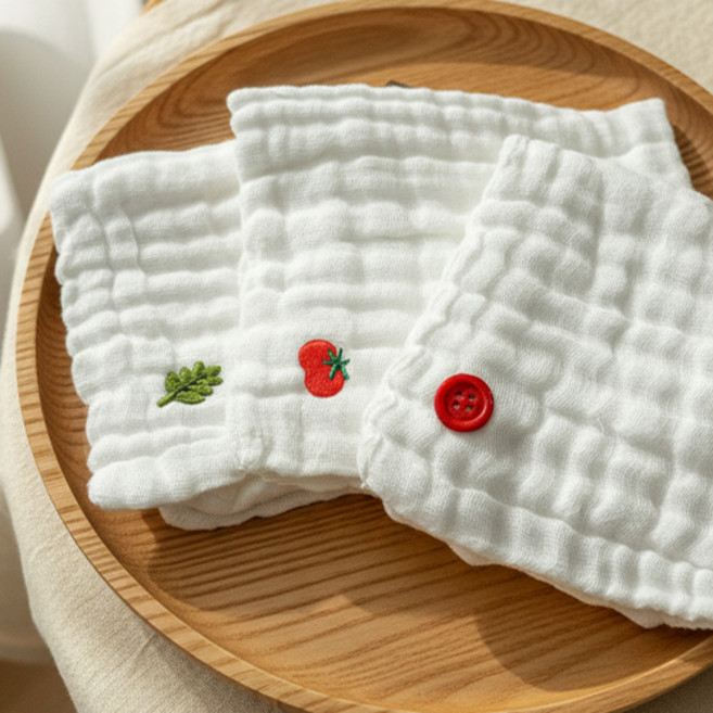 순면 사각 엠보 정사각형 페이스타올 포인트 가제 손수건 3종 세트 E693