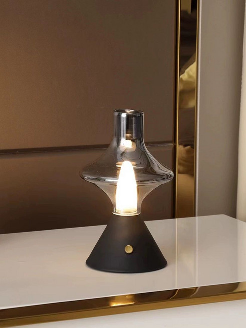 LED 충전식 책상 램프 미니멀리스트 디자인 삼색 빛 터치 스위치 분위기 레스토랑 바 조명, 01 B, 01 Tricolor Ligt, 블랙