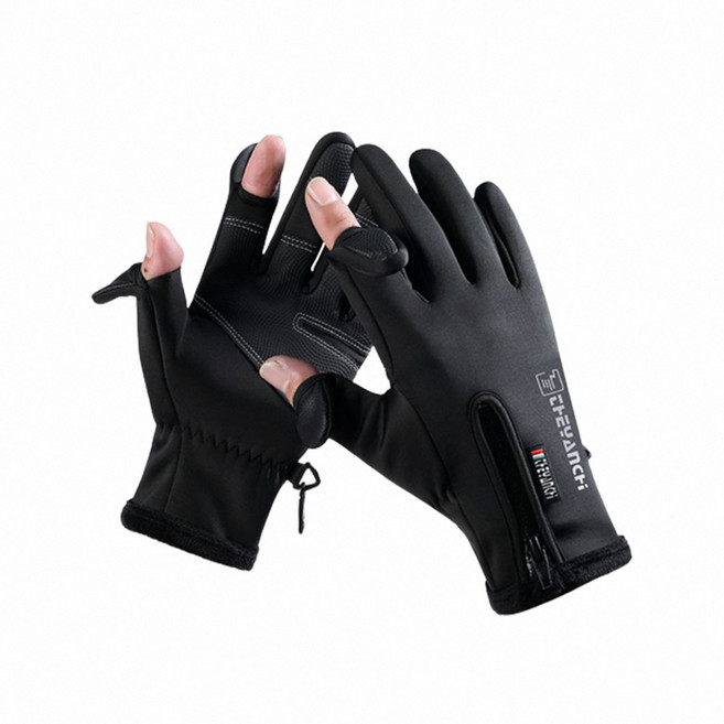 彈性翻指防風防水機車手套 - 觸控螢幕適用、防滑耐磨、透氣舒適, 黑色-L