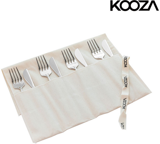 KOOZA 316 스테인리스 포크, 포크 4개+나이프 4개+파우치 세트, 1개
