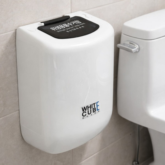 위생용품 생리대 수거함 화장실 벽걸이 다용도 휴지통 쓰레기통, 화이트