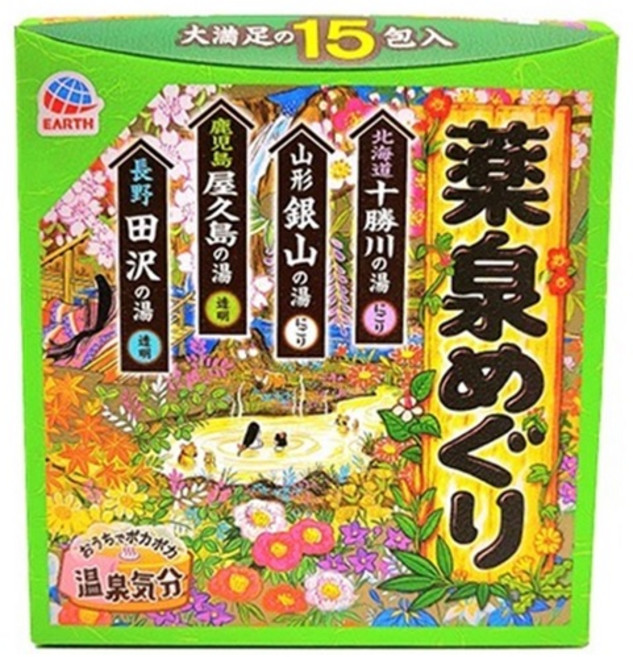 [바스로망] 온천기행 시리즈 중 사계절 약천 아로마 입욕제 30g x 15개 온천순례입욕제 약용입욕제 일본입욕제 온천입욕제 천연입욕제 목욕 반신욕 족욕 대용량