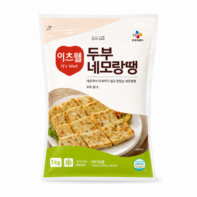 이츠웰 두부 네모랑땡, 1kg, 5개