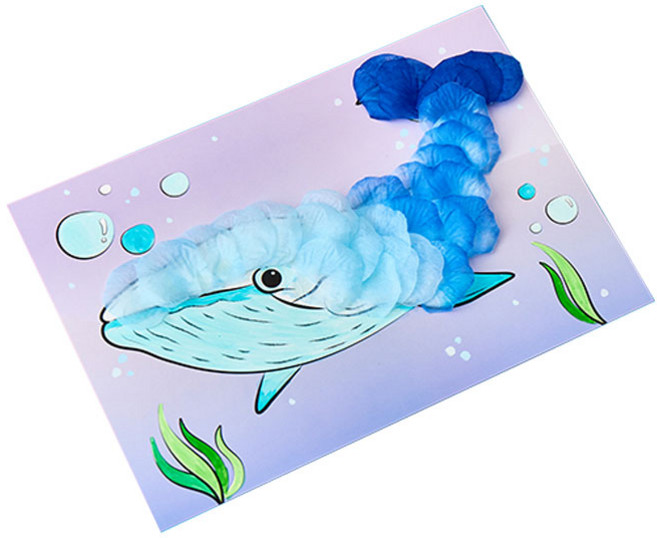 [민화샵] 동물 꽃잎 붙이기, 1개, 고래