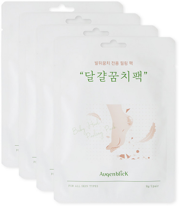 오겐블릭 달걀꿈치팩 1+1+1+1 / 발 뒤꿈치 전용 필링 팩 / 발각질 제거/ 애기발 각질탈착 팩, 4개, 1개입