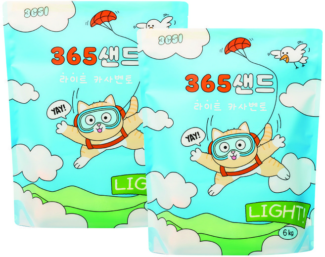 3651 365샌드 라이트 카사벤토 카사바 벤토나이트 고양이모래, 무향, 2개, 6kg