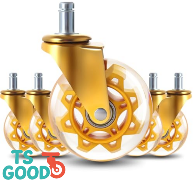 TS우리집상점 프리미엄 무소음 의자바퀴 무늬 3인치 5개 1세트, 골드 무늬