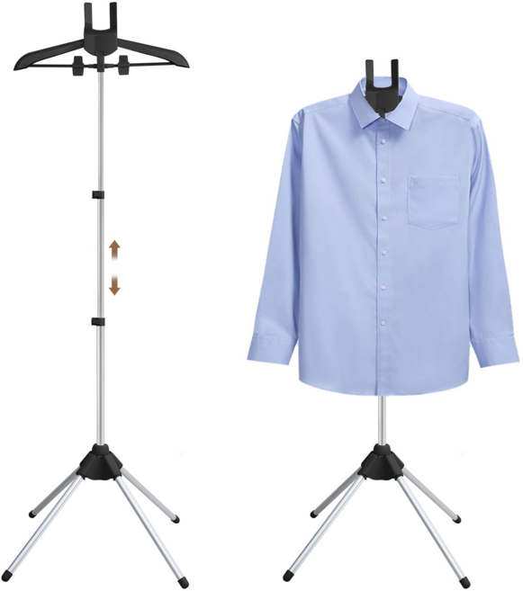 접이식 이동식 높이조절 스팀다리미 옷걸이 거치대 스탠드 가정용 다리미 보조대, 블랙