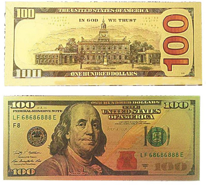 金鈔 美金100元造型金箔鈔票, 1個, 裸鈔(未含卡片及紅包)-美金100